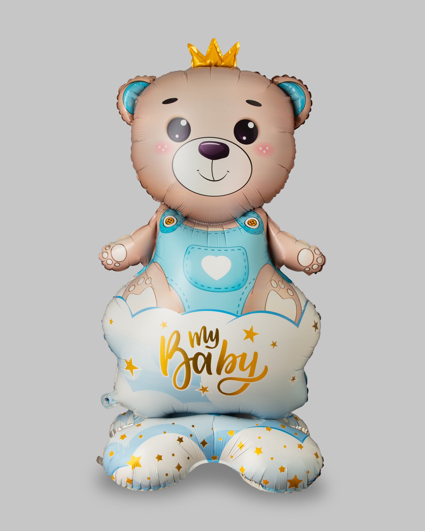 Blue Baby Crown Bear Helium Balloon