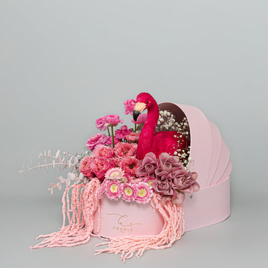 20 roses Pink Flamingo Fantasy Box
