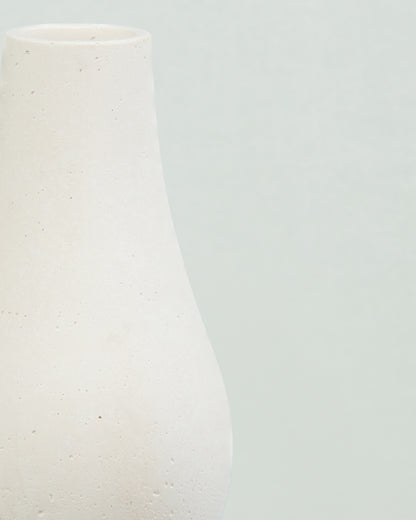 Pearlescent Charm: White Concrete Bottle in Pear Shape