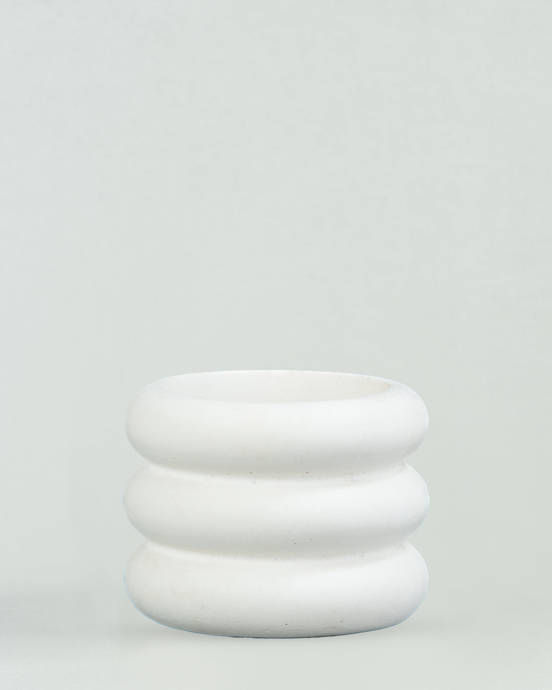 Modern Donut Elegance: White Concrete Circular Planter