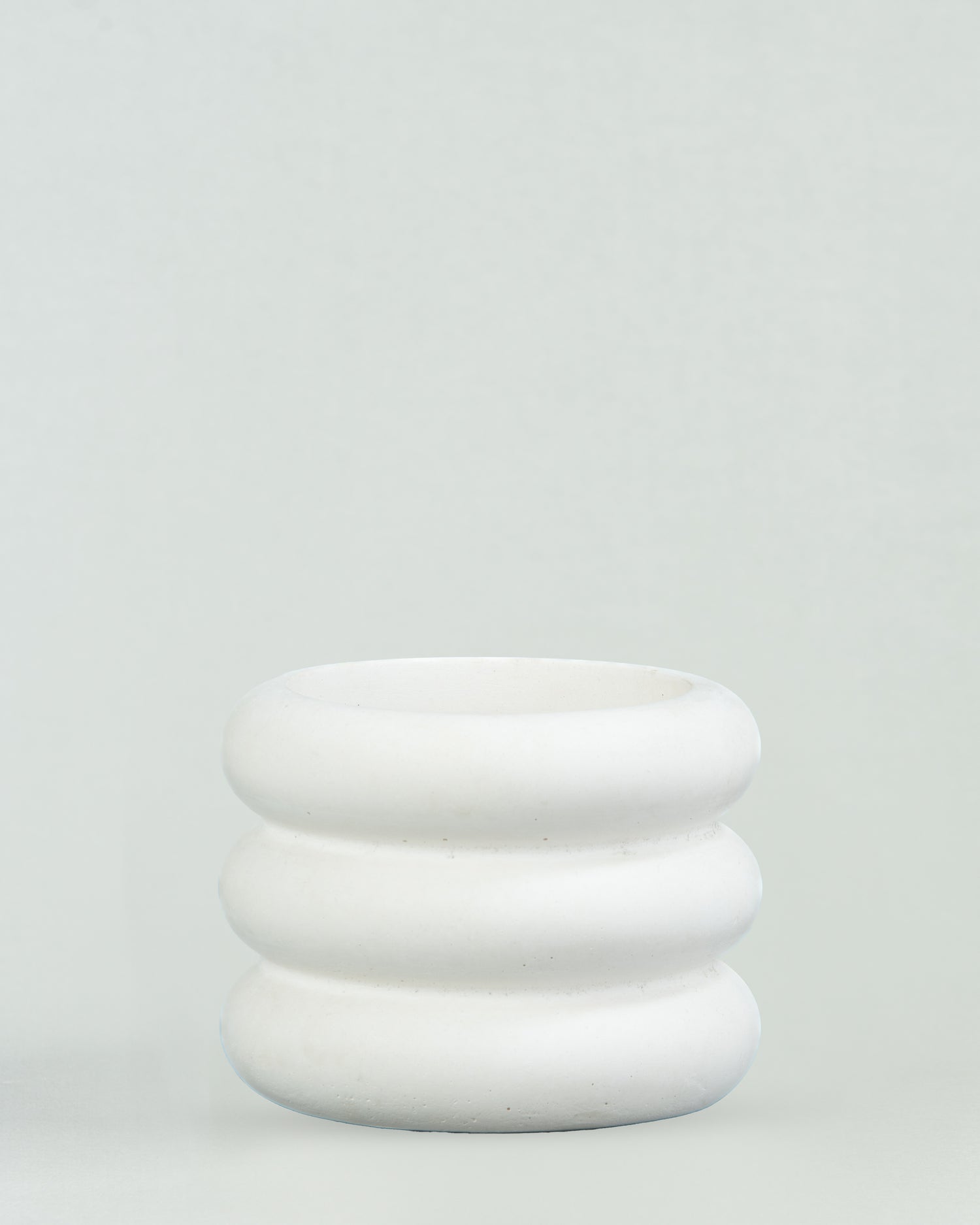 Modern Donut Elegance: White Concrete Circular Planter