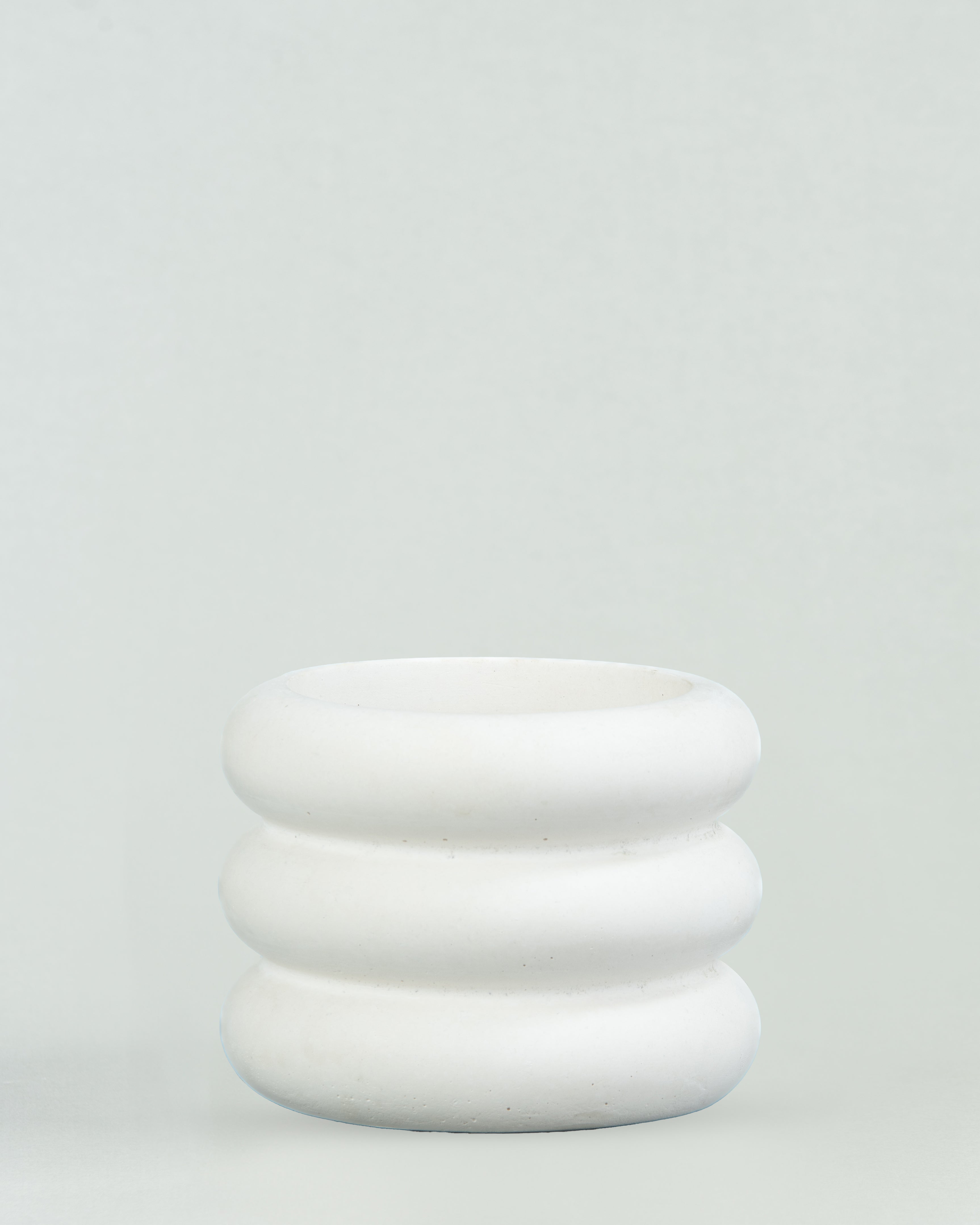 Modern Donut Elegance: White Concrete Circular Planter