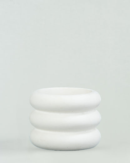 Modern Donut Elegance: White Concrete Circular Planter