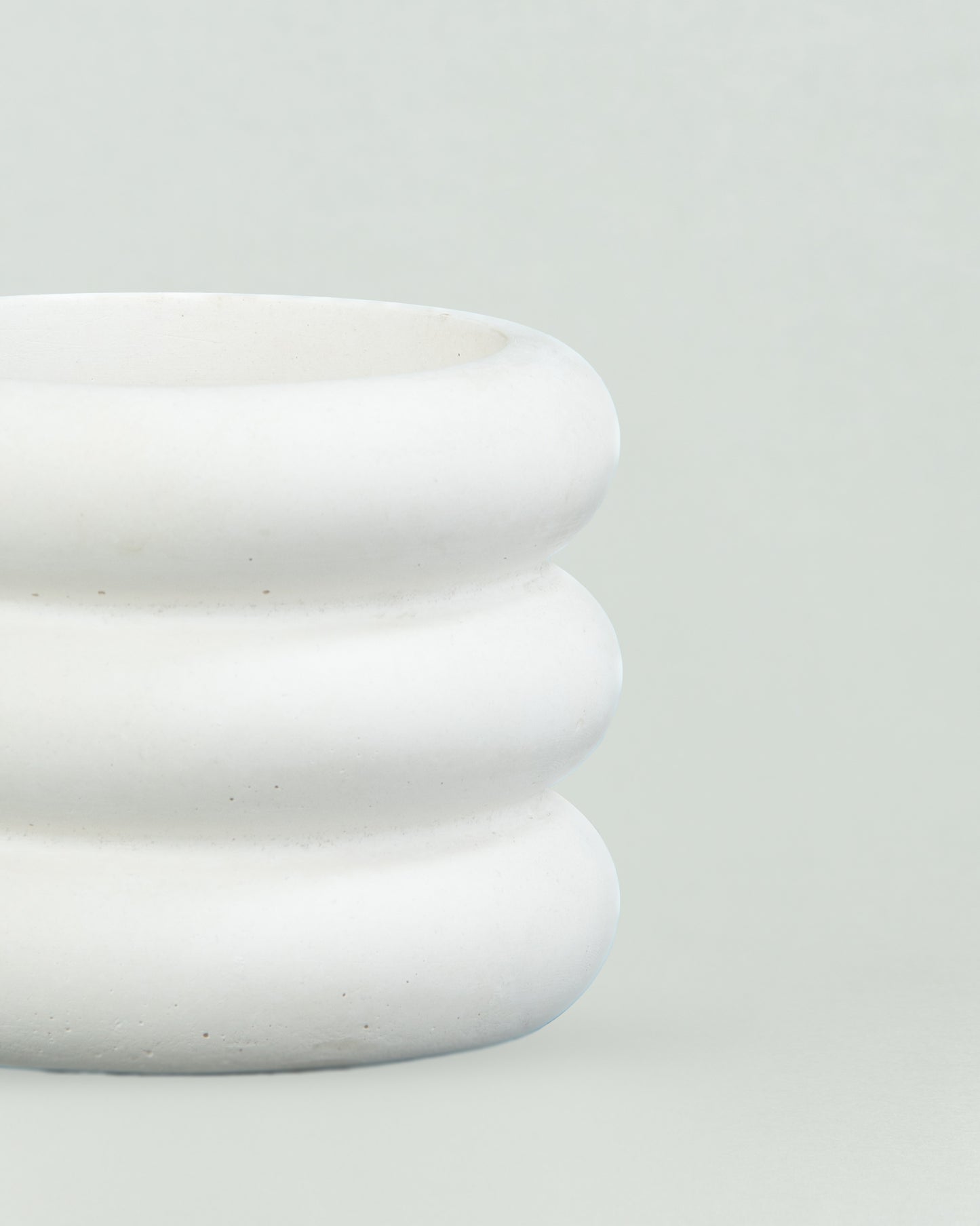 Modern Donut Elegance: White Concrete Circular Planter