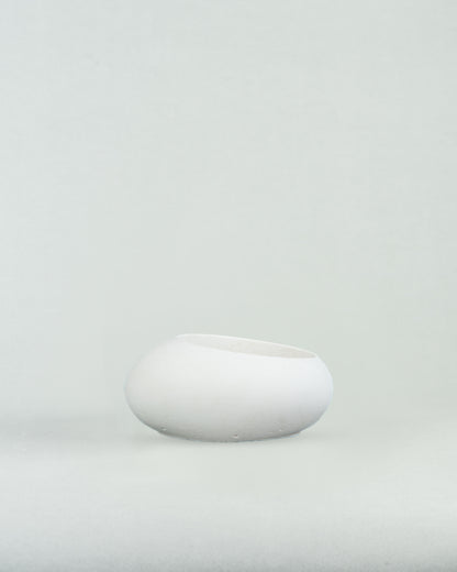 Eggquisite Charm: White Concrete Egg-Shaped Holder for Candles and Cacti