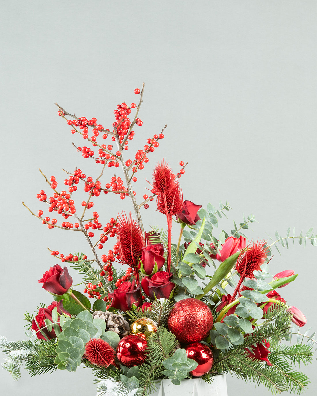 Festive Floral Elegance in Zigzag Concrete Planter