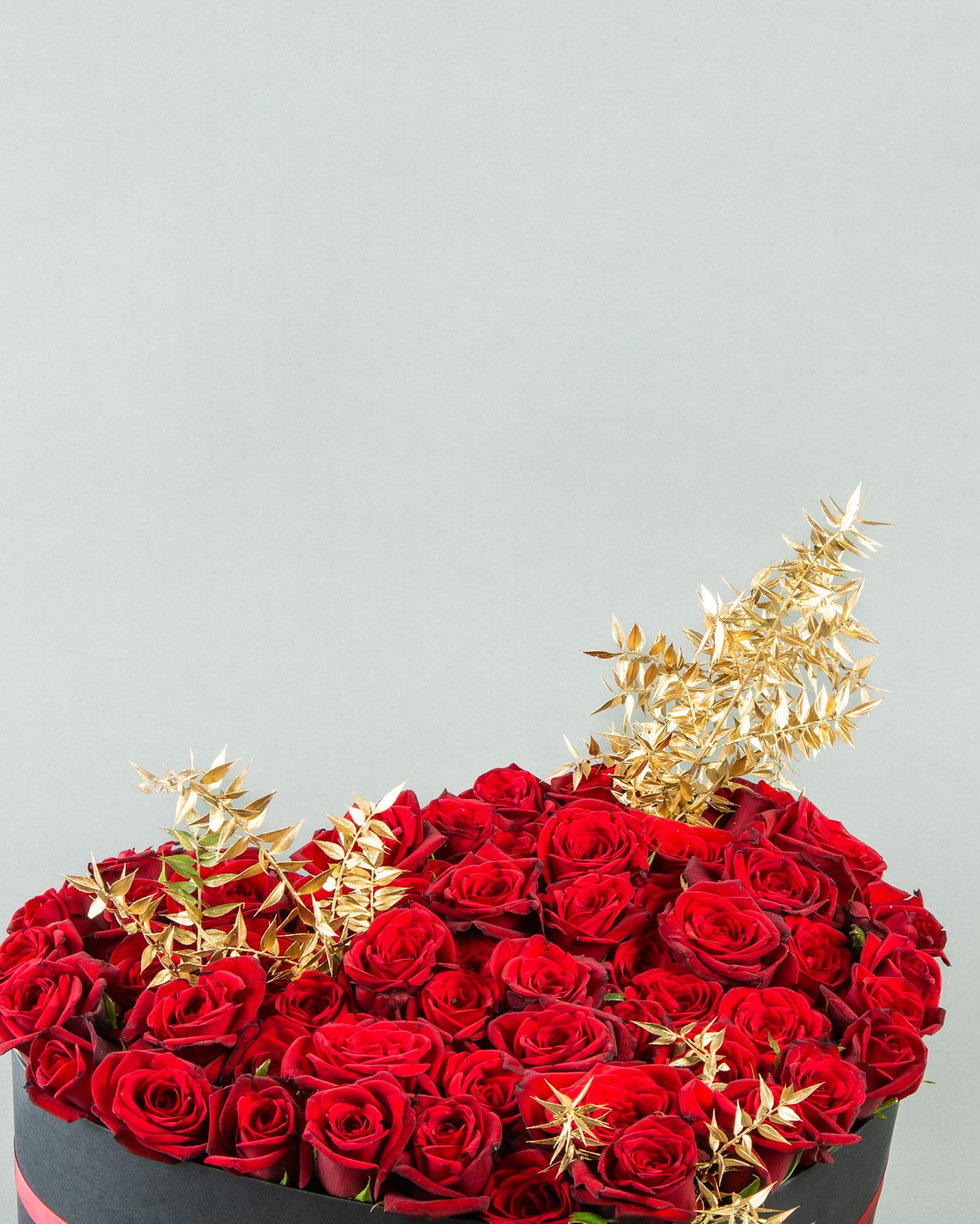 Grandeur of Love: 60 Red Roses with Italian Ruscus