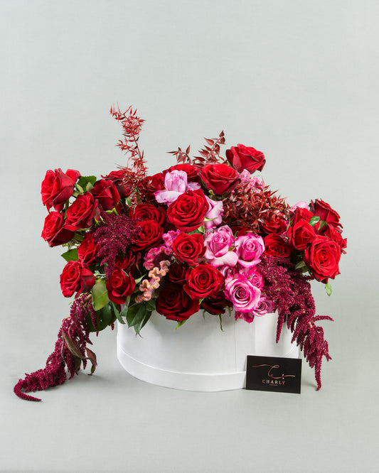 Enchanting Medley: 60 Mixed Flowers with Amaranthus and Accents