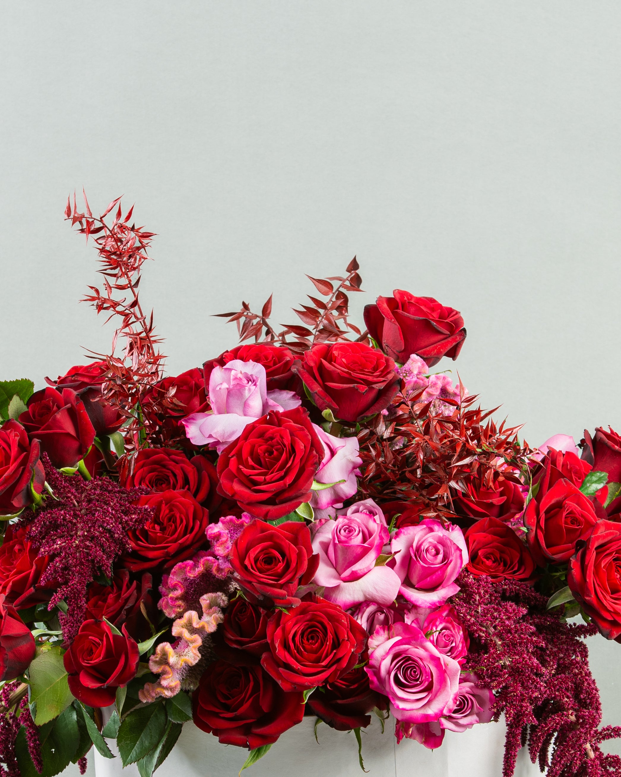 Enchanting Medley: 60 Mixed Flowers with Amaranthus and Accents