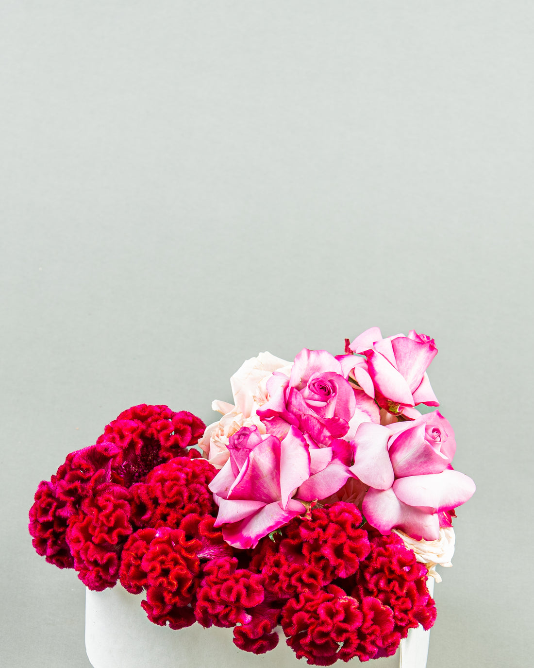 Vibrant Harmony: Mixed Flowers with Red Celosia