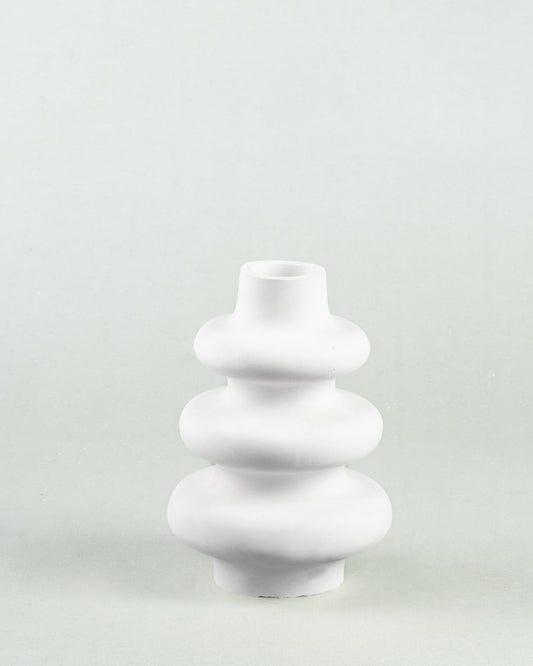 Triple Elegance: Three-Loop White Flower Vase