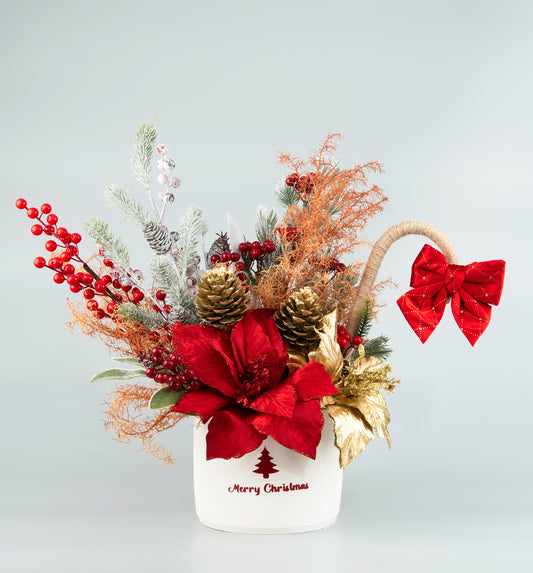 Christmas Arrangement with Artificial Flowers