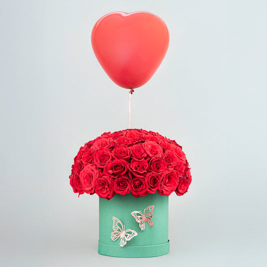 A Grand Gesture of Love and Romance made from 60 Red Roses in Green Box