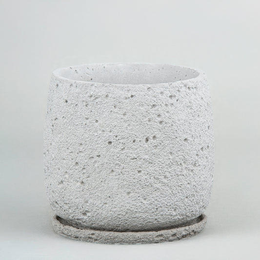 Unique Volcanic Stone Texture Concrete Pot With Tray