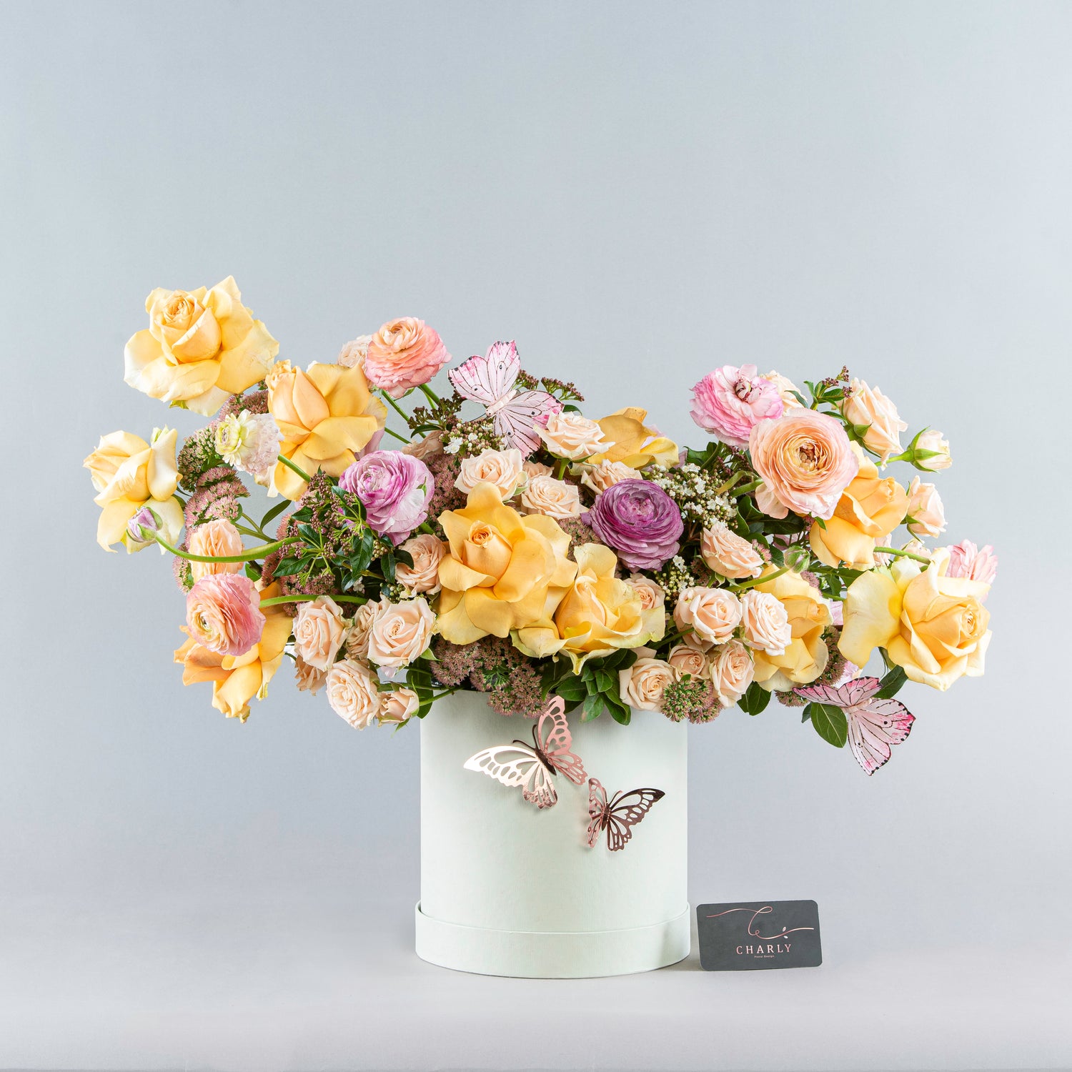 Peach Serenade: Delicate Floral Ensemble in White Box