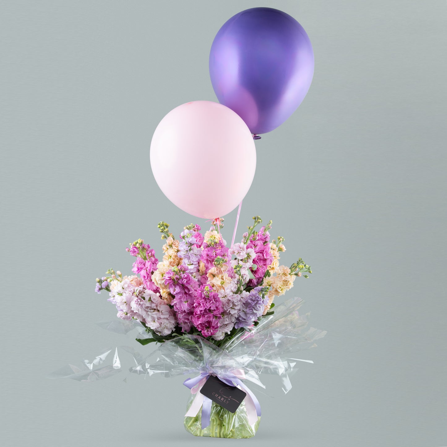 Vibrant Festivity: Colorful Girofle Bouquet with Helium Balloons