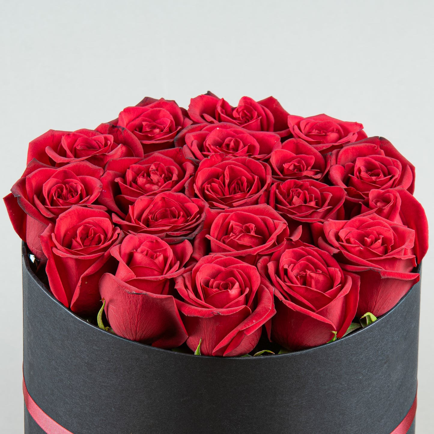 Velvet Romance: Red Roses in Black Round Box