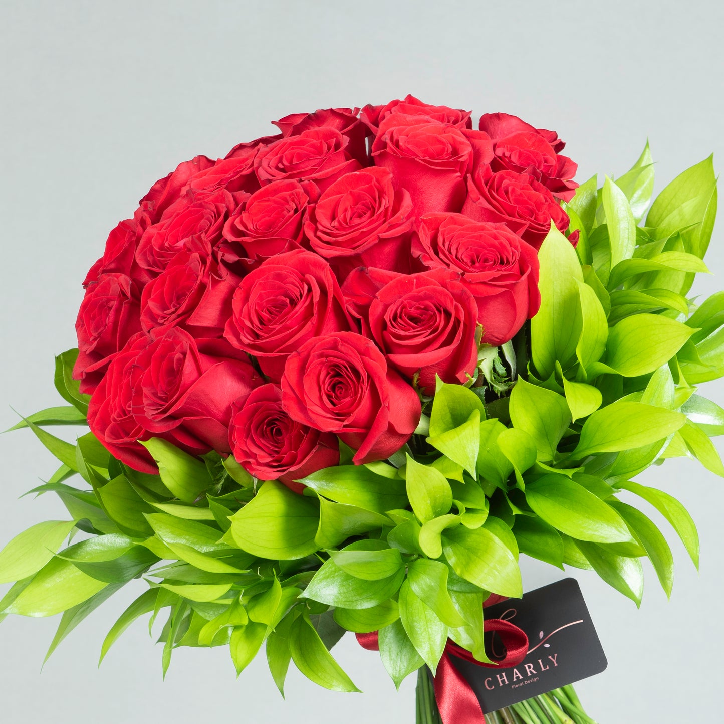 Eternal Romance: Two Dozen Red Roses with Greenery