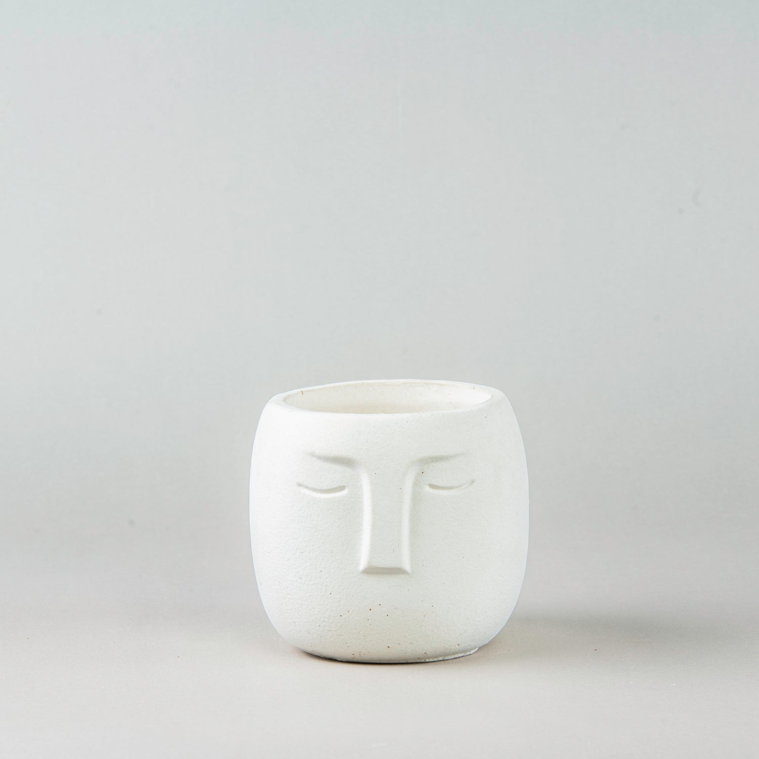 Contemporary Visage: Concrete Face Pot