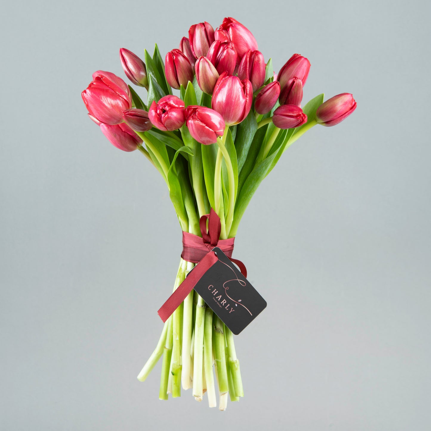 Crimson Elegance: 20 Red Tulip Bouquet