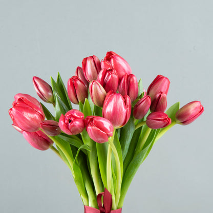 Crimson Elegance: 20 Red Tulip Bouquet