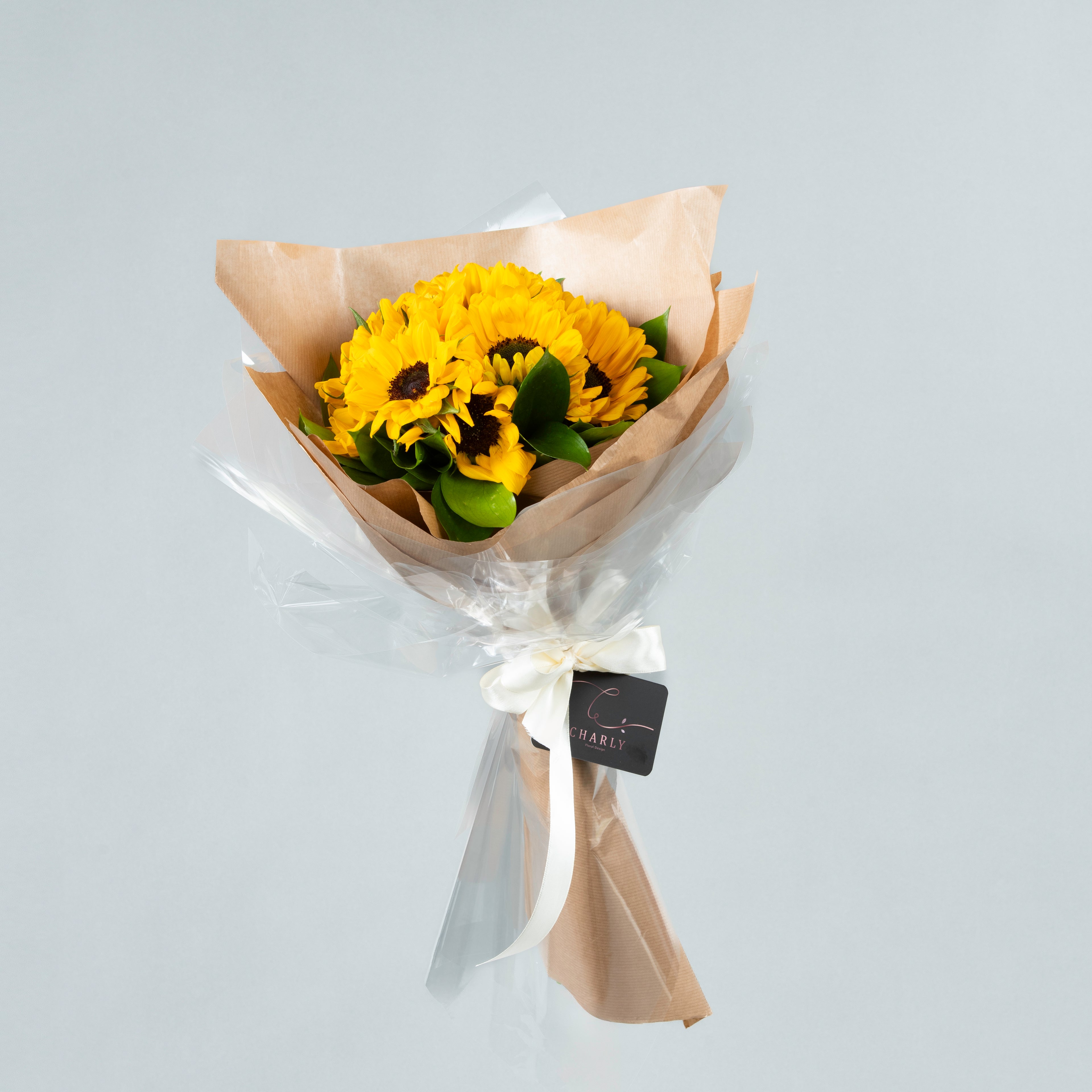 Sunshine Embrace: Sunflower and Ruscus Bouquet