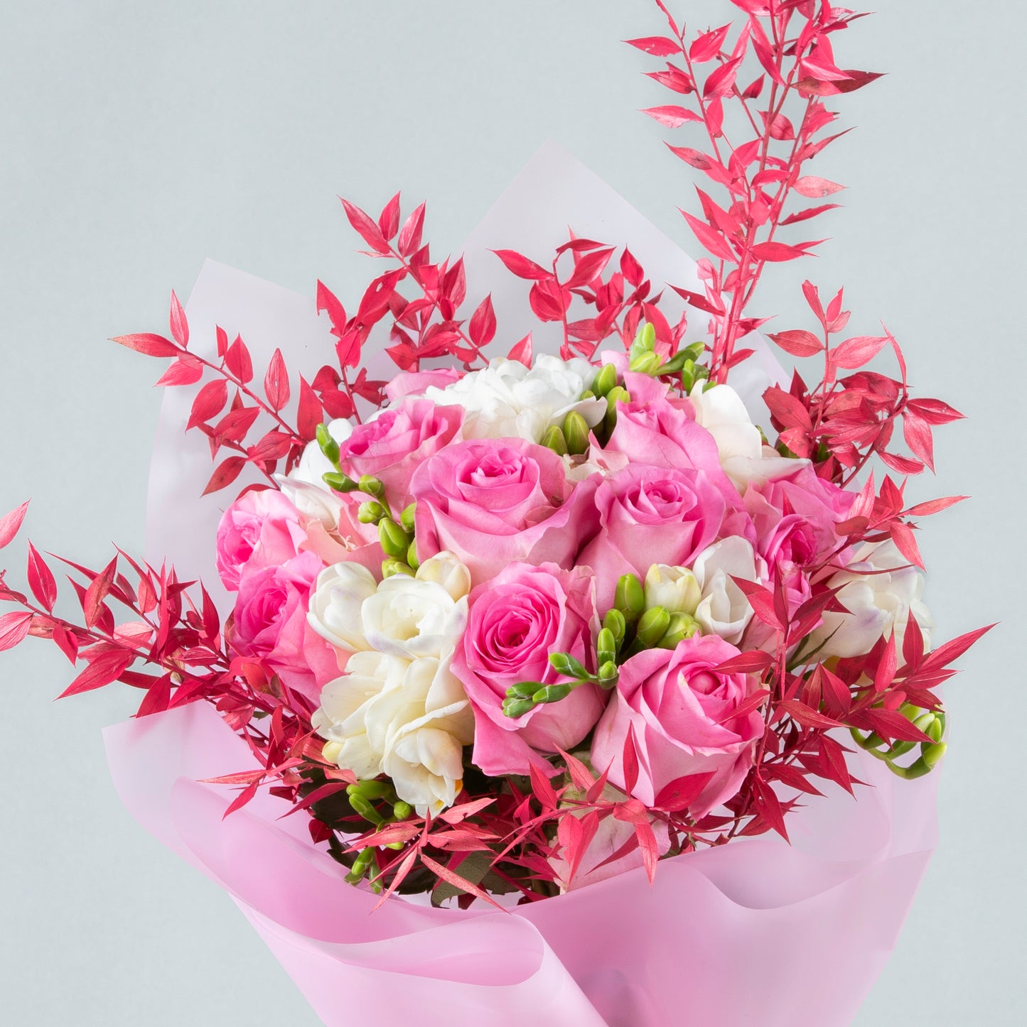 Fuchsia Fantasy: Rose and Freesia Elegance