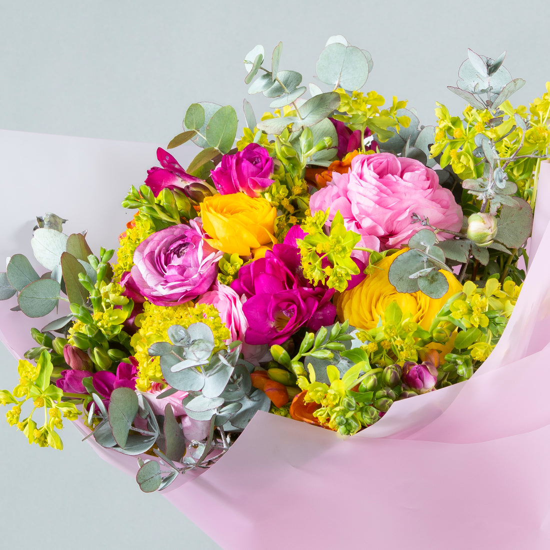 Spring Whisper: Mixed Bouquet with Ranunculus and Eucalyptus