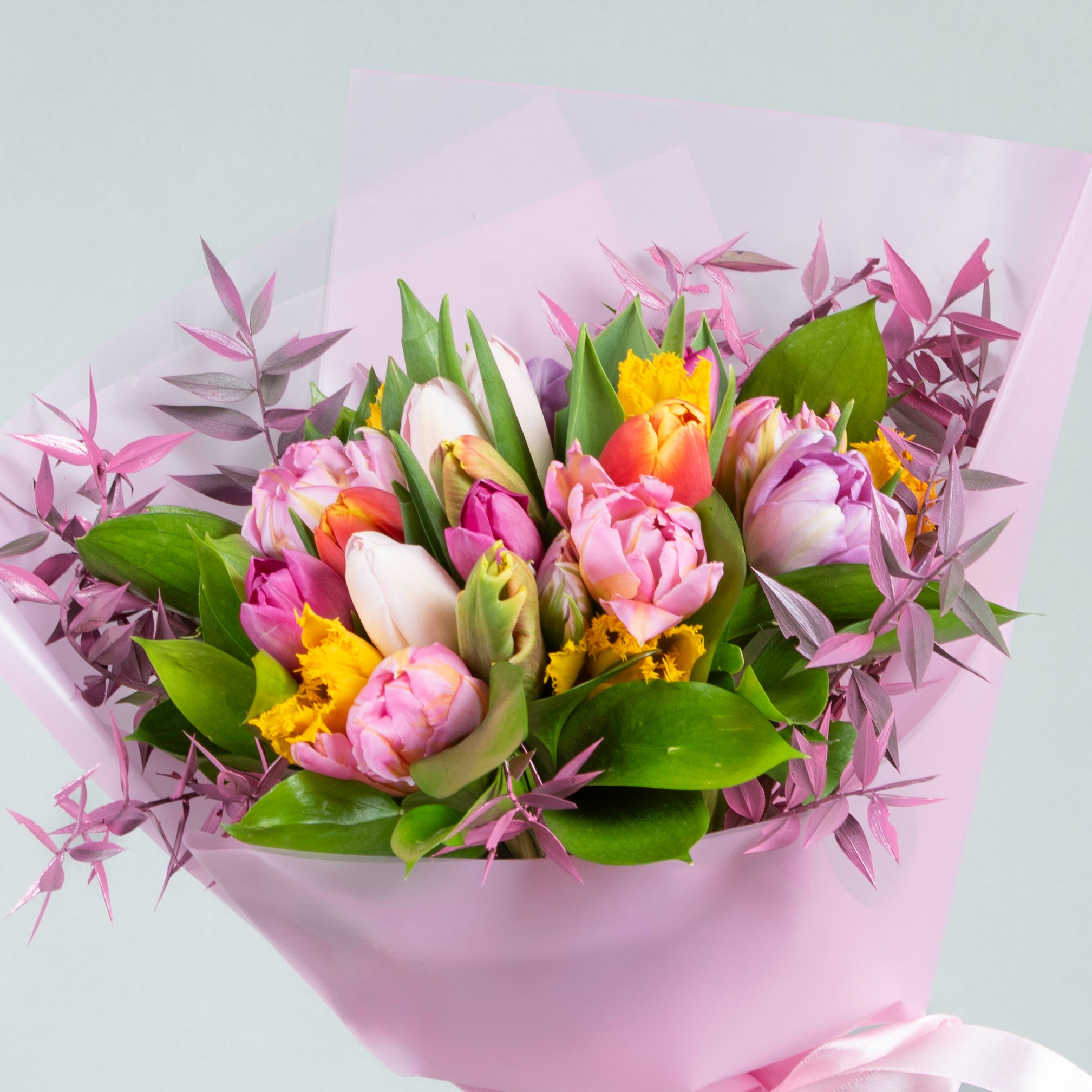 Kaleidoscope Charm: Two Dozen Mixed Color Tulips